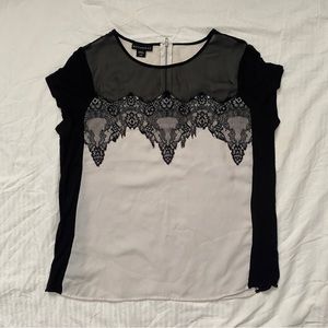 Black and White Lace Aplique Top
